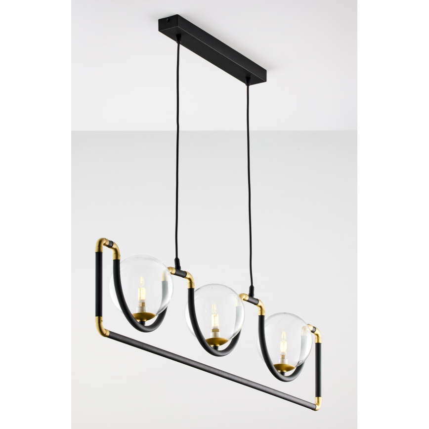 Jupiter 1990 - Lampadario a sospensione con filo HANZA 3xG9/10W/230V nero/oro