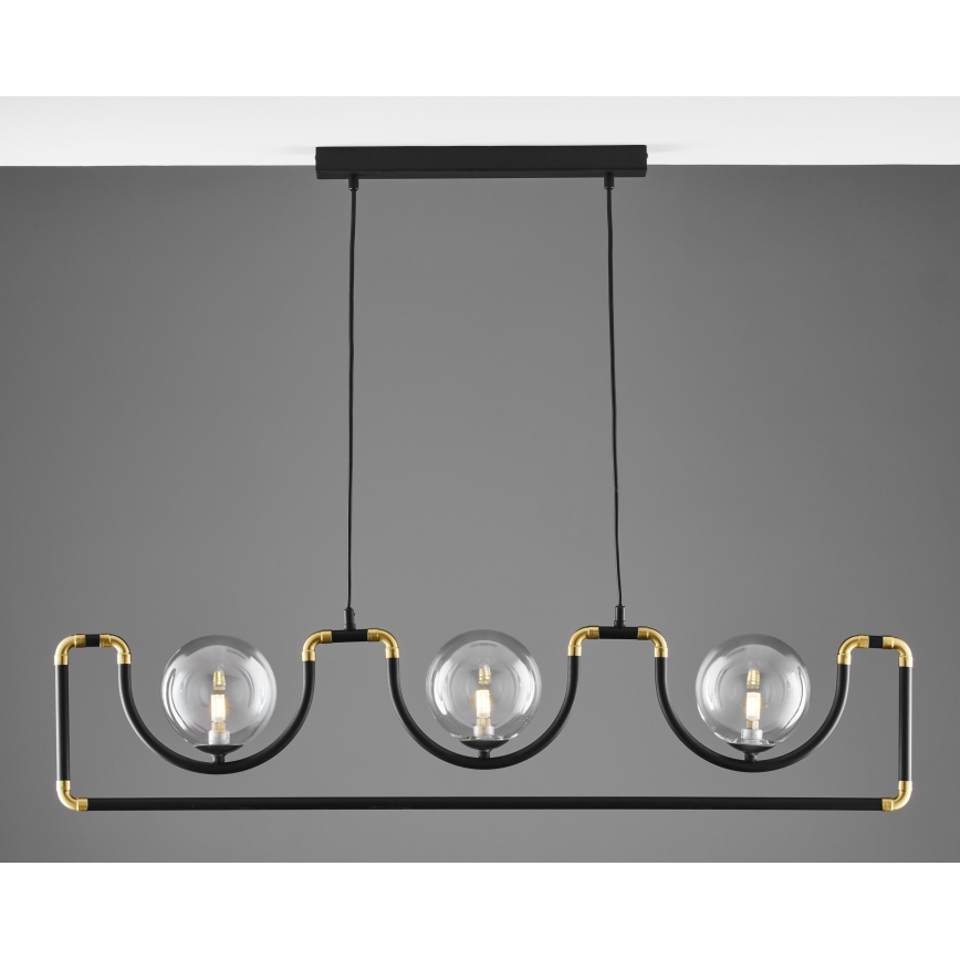 Jupiter 1990 - Lampadario a sospensione con filo HANZA 3xG9/10W/230V nero/oro