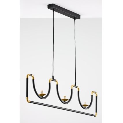 Jupiter 1990 - Lampadario a sospensione con filo HANZA 3xG9/10W/230V nero/oro