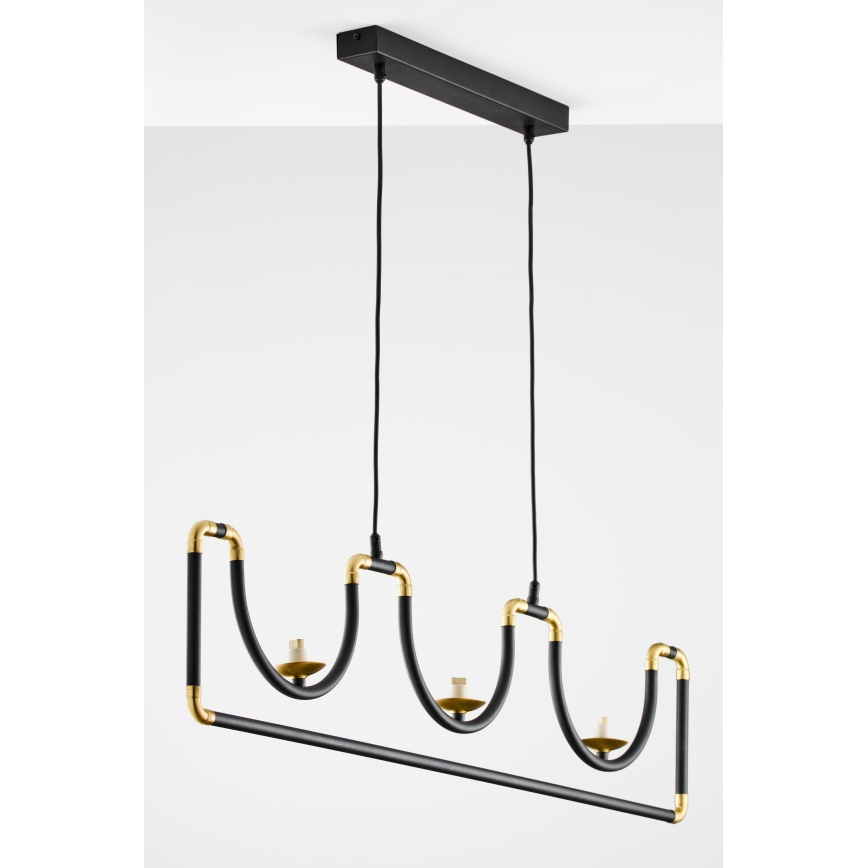 Jupiter 1990 - Lampadario a sospensione con filo HANZA 3xG9/10W/230V nero/oro