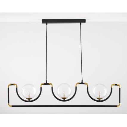 Jupiter 1990 - Lampadario a sospensione con filo HANZA 3xG9/10W/230V nero/oro
