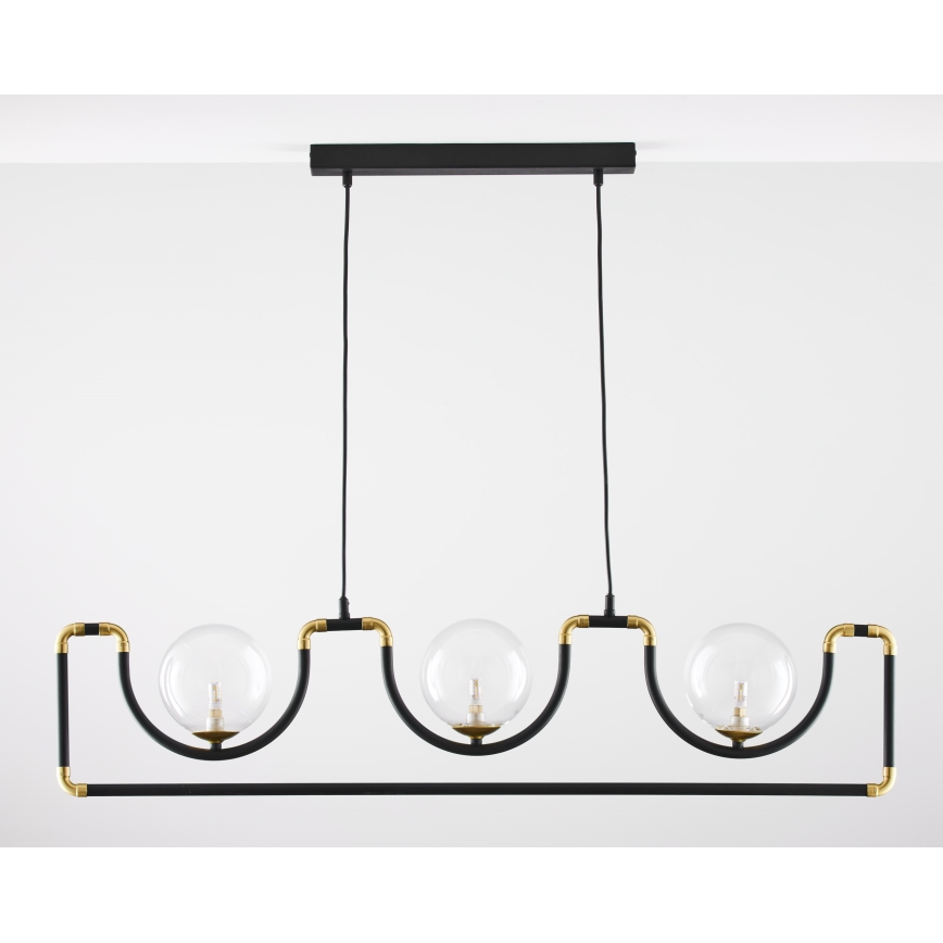 Jupiter 1990 - Lampadario a sospensione con filo HANZA 3xG9/10W/230V nero/oro