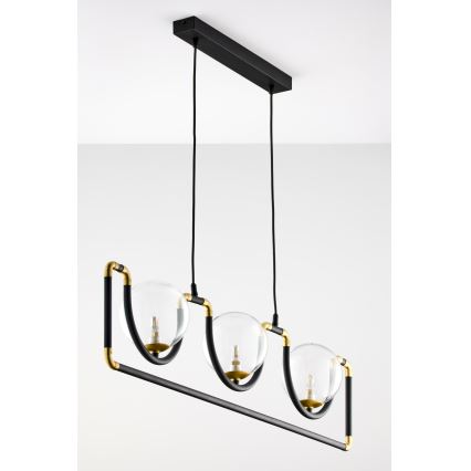 Jupiter 1990 - Lampadario a sospensione con filo HANZA 3xG9/10W/230V nero/oro