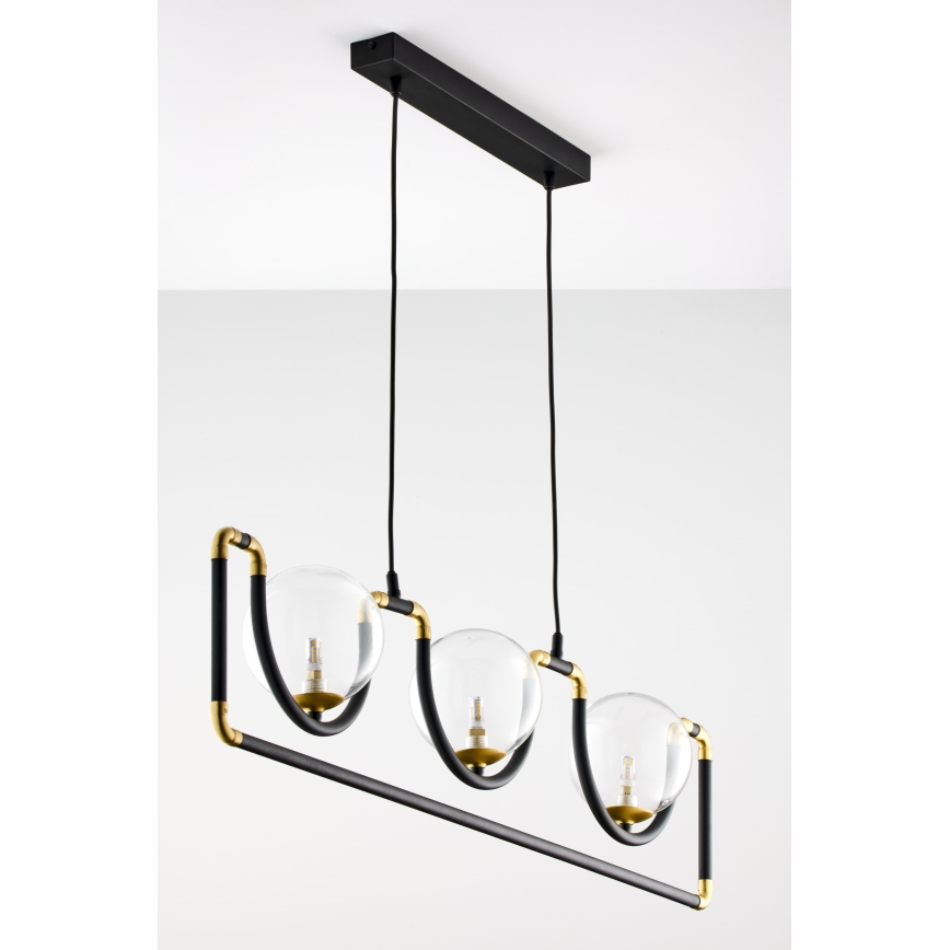 Jupiter 1990 - Lampadario a sospensione con filo HANZA 3xG9/10W/230V nero/oro