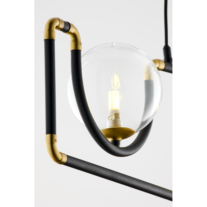 Jupiter 1990 - Lampadario a sospensione con filo HANZA 3xG9/10W/230V nero/oro