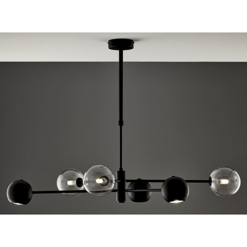 Jupiter 1995 - Deckenleuchte an Stange MOKA 3xGU10/10W/230V + 3xG9/10W/230V schwarz/klar