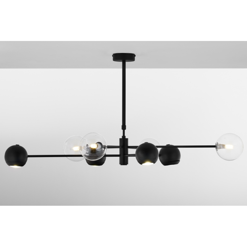 Jupiter 1996 - Lampadario a sospensione con supporto rigido MOKA 4xGU10/10W/230V + 4xG9/10W/230V nero/limpido
