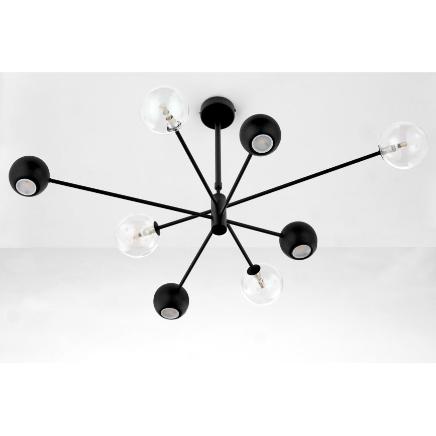 Jupiter 1996 - Lampadario a sospensione con supporto rigido MOKA 4xGU10/10W/230V + 4xG9/10W/230V nero/limpido