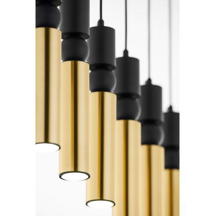 Jupiter 2008 - Hängeleuchte an Schnur ALAS 6xGU10/10W/230V golden/schwarz
