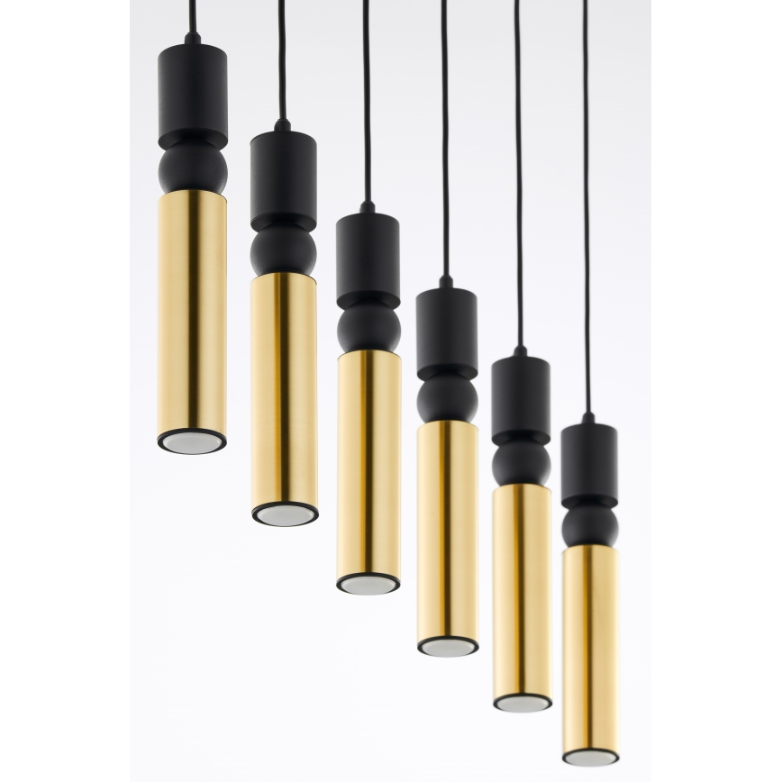 Jupiter 2008 - Hängeleuchte an Schnur ALAS 6xGU10/10W/230V golden/schwarz