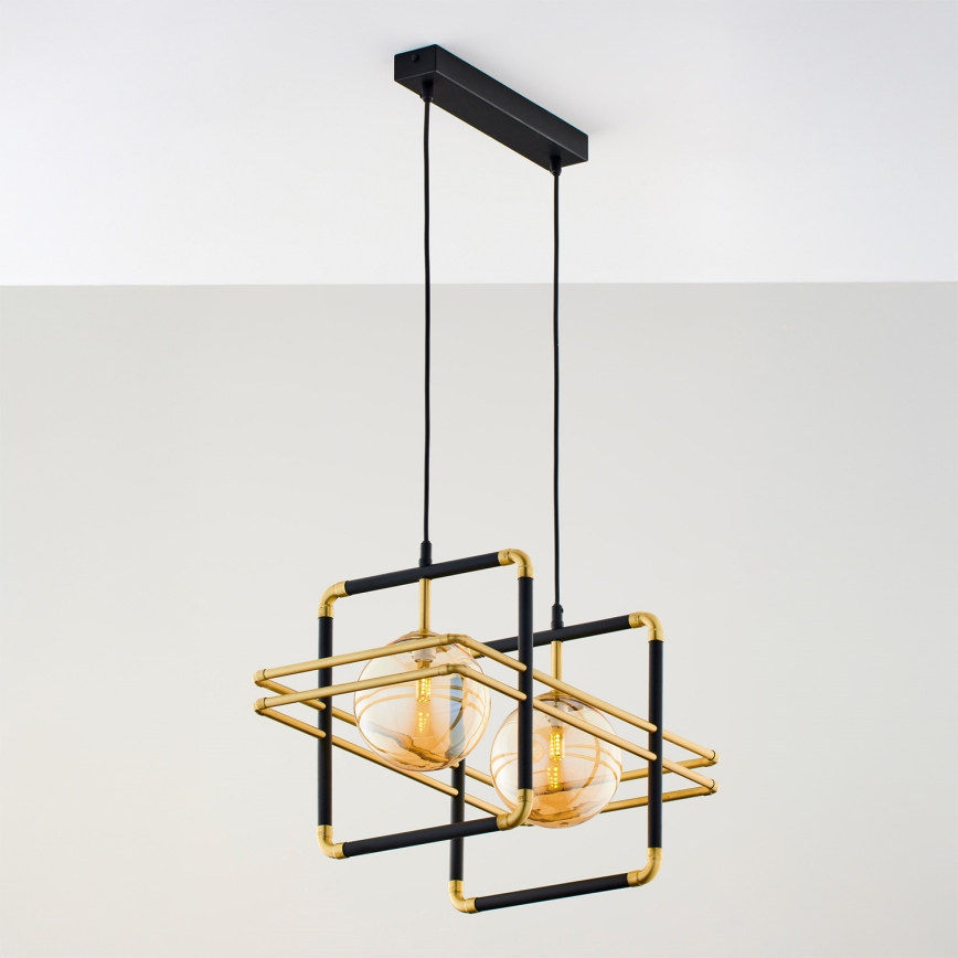 Jupiter 2026 - Lampadario a sospensione con filo FIORI 2xG9/10W/230V nero/oro/beige