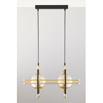 Jupiter 2026 - Lampadario a sospensione con filo FIORI 2xG9/10W/230V nero/oro/beige