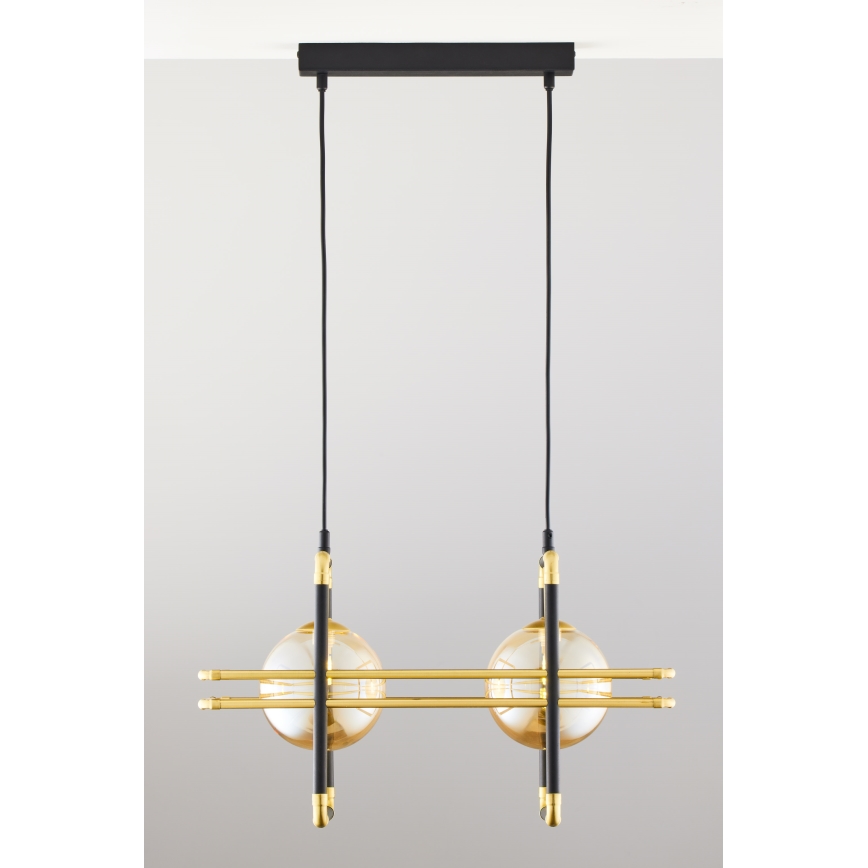 Jupiter 2026 - Lampadario a sospensione con filo FIORI 2xG9/10W/230V nero/oro/beige