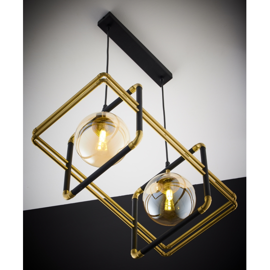Jupiter 2026 - Lampadario a sospensione con filo FIORI 2xG9/10W/230V nero/oro/beige
