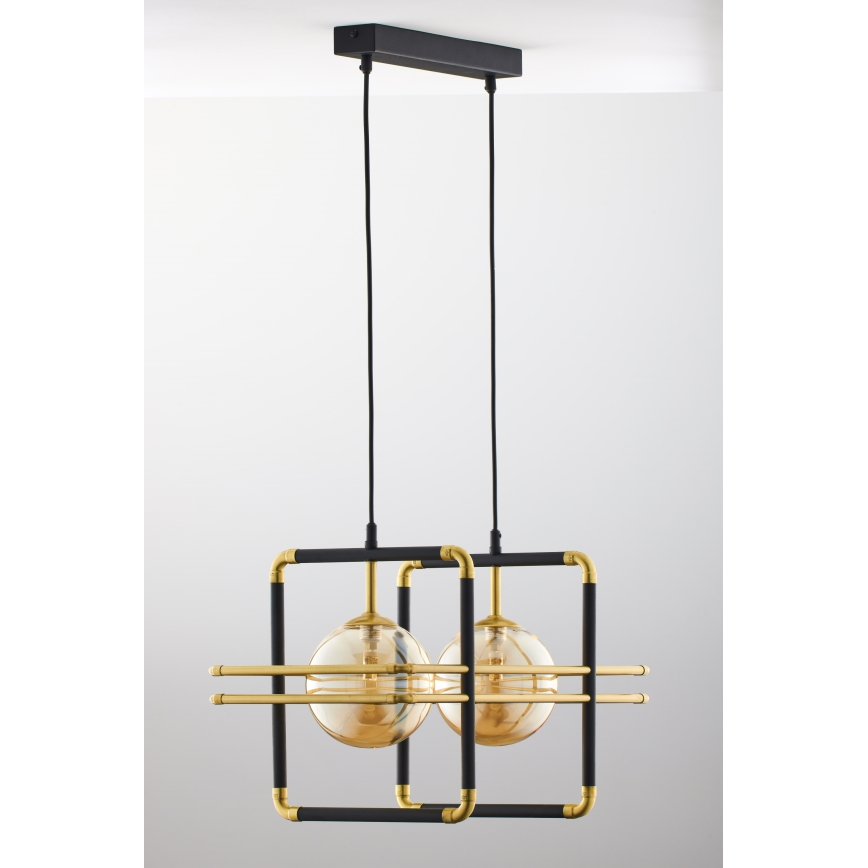 Jupiter 2026 - Lampadario a sospensione con filo FIORI 2xG9/10W/230V nero/oro/beige