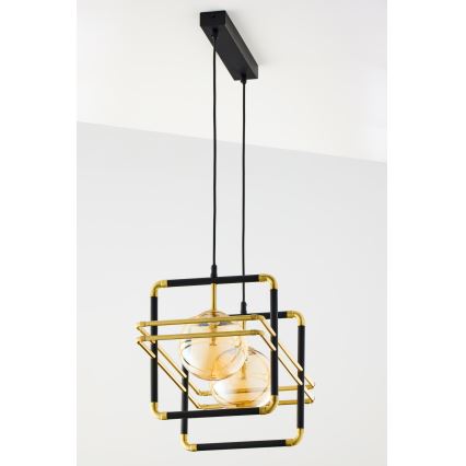Jupiter 2026 - Lampadario a sospensione con filo FIORI 2xG9/10W/230V nero/oro/beige