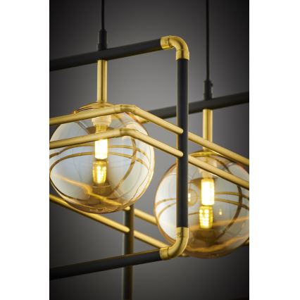 Jupiter 2026 - Lampadario a sospensione con filo FIORI 2xG9/10W/230V nero/oro/beige