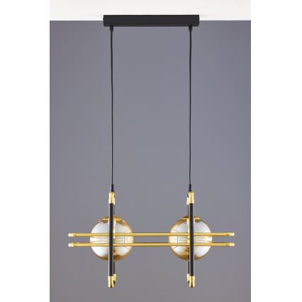 Jupiter 2026 - Lampadario a sospensione con filo FIORI 2xG9/10W/230V nero/oro/beige