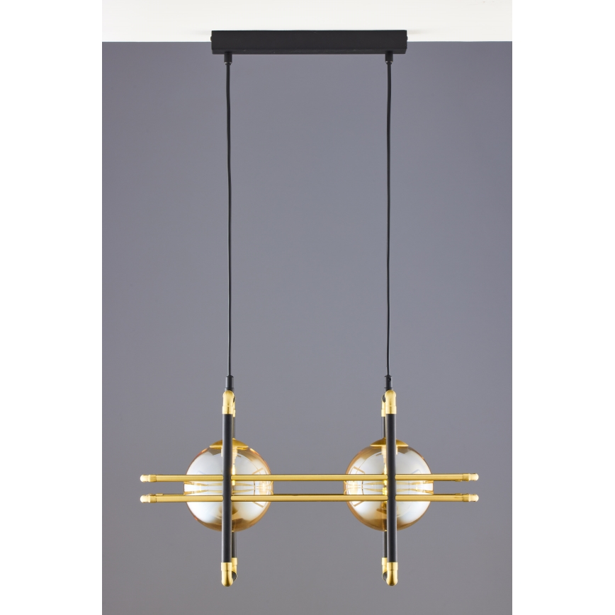 Jupiter 2026 - Lampadario a sospensione con filo FIORI 2xG9/10W/230V nero/oro/beige