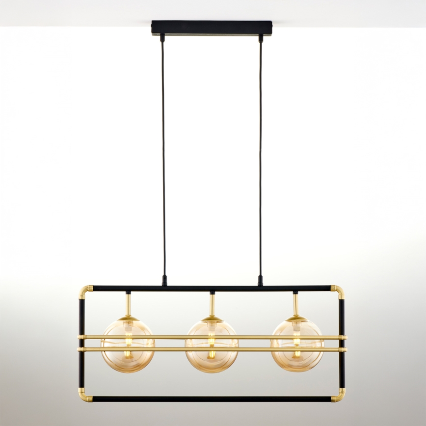 Jupiter 2027 - Hängeleuchte an Schnur FIORI 3xG9/10W/230V schwarz/golden/beige