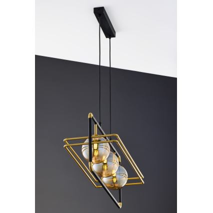 Jupiter 2027 - Hängeleuchte an Schnur FIORI 3xG9/10W/230V schwarz/golden/beige