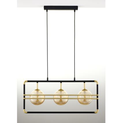 Jupiter 2027 - Hängeleuchte an Schnur FIORI 3xG9/10W/230V schwarz/golden/beige