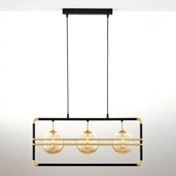 Jupiter 2027 - Lampadario a sospensione con filo FIORI 3xG9/10W/230V nero/oro/beige