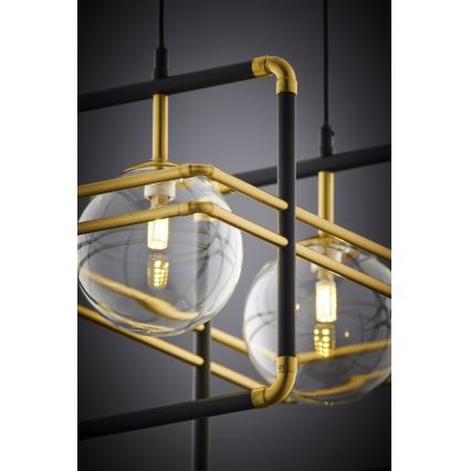 Jupiter 2029 - Lampadario a sospensione con filo FIORI 2xG9/10W/230V nero/oro/limpido