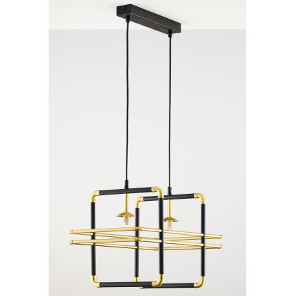 Jupiter 2029 - Lampadario a sospensione con filo FIORI 2xG9/10W/230V nero/oro/limpido