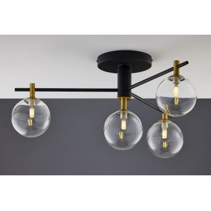 Jupiter 2034 - Lampadario a plafone FIGARO 4xG9/10W/230V nero/oro/beige/limpido
