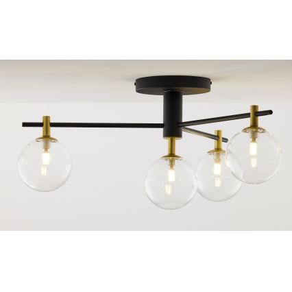 Jupiter 2034 - Plafonnier FIGARO 4xG9/10W/230V noir/doré/beige/transparent