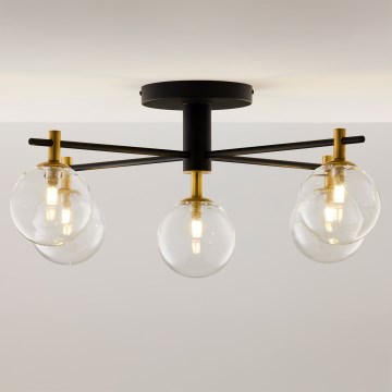 Jupiter 2035 - Lampadario a plafone FIGARO 5xG9/10W/230V nero/oro/beige/limpido