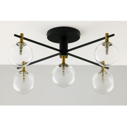 Jupiter 2035 - Plafonnier FIGARO 5xG9/10W/230V noir/doré/beige/transparent