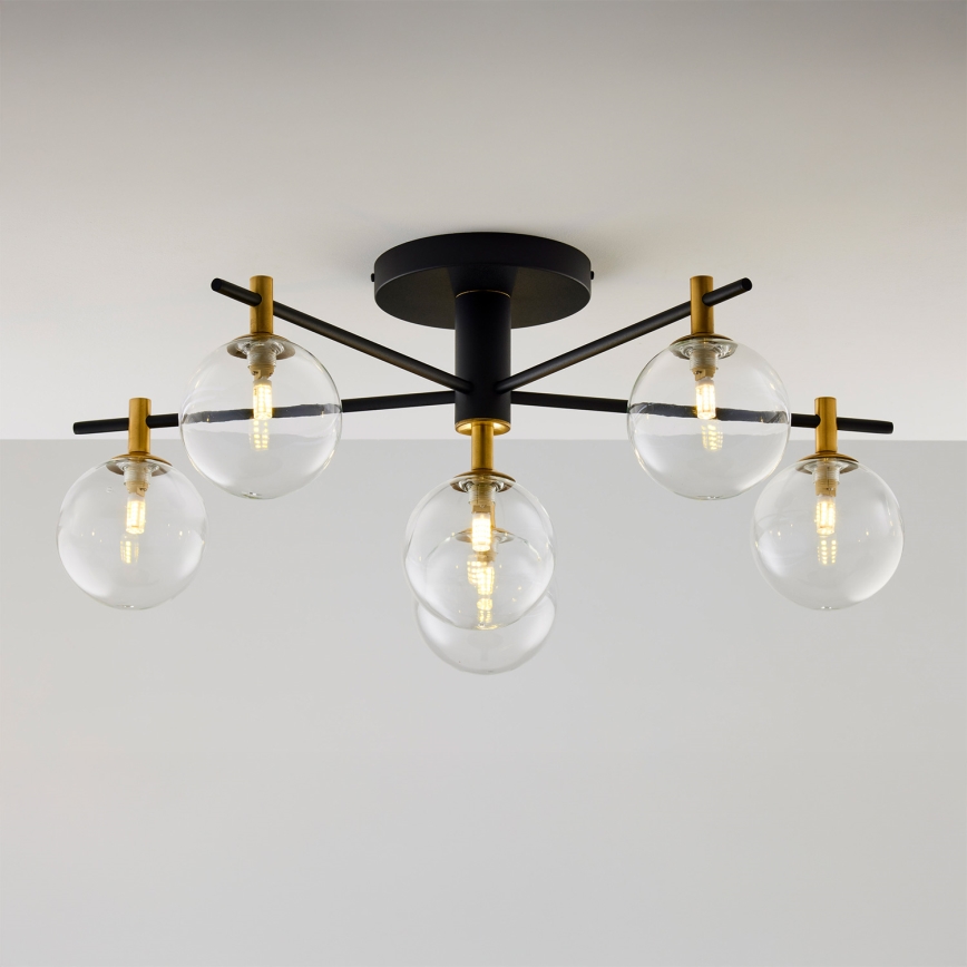 Jupiter 2036 - Plafonnier FIGARO 6xG9/10W/230V noir/doré/beige/transparent