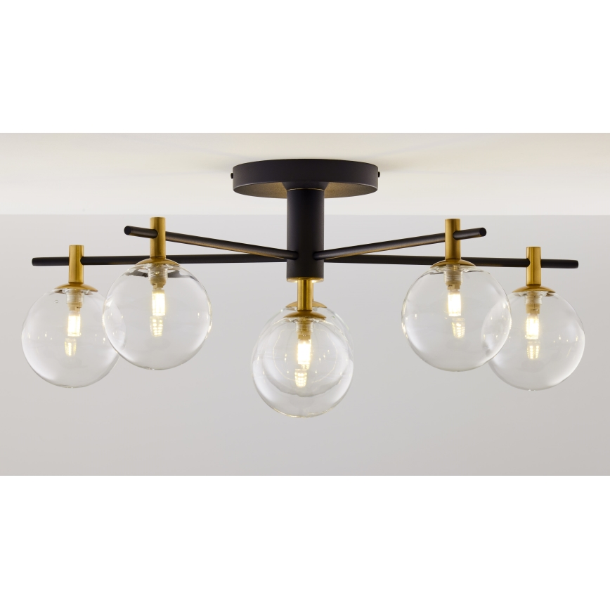 Jupiter 2036 - Plafonnier FIGARO 6xG9/10W/230V noir/doré/beige/transparent