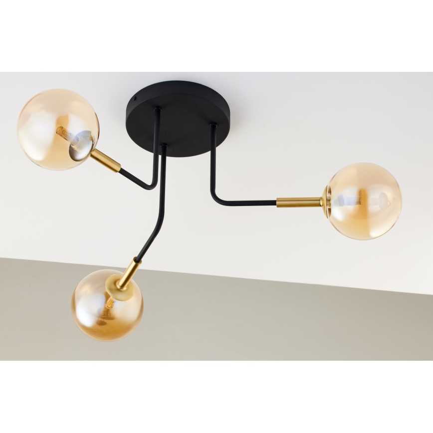 Jupiter 2037 - Lampadario a sospensione con supporto rigido BURANO 3xG9/10W/230V nero/oro/beige
