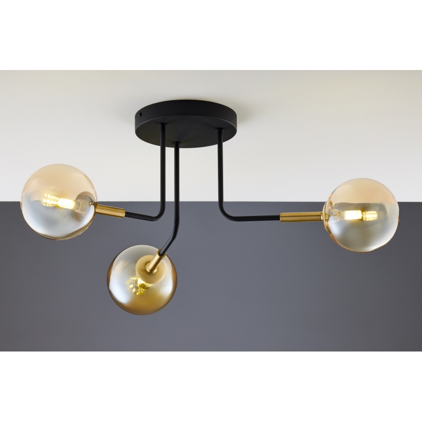 Jupiter 2037 - Lampadario a sospensione con supporto rigido BURANO 3xG9/10W/230V nero/oro/beige