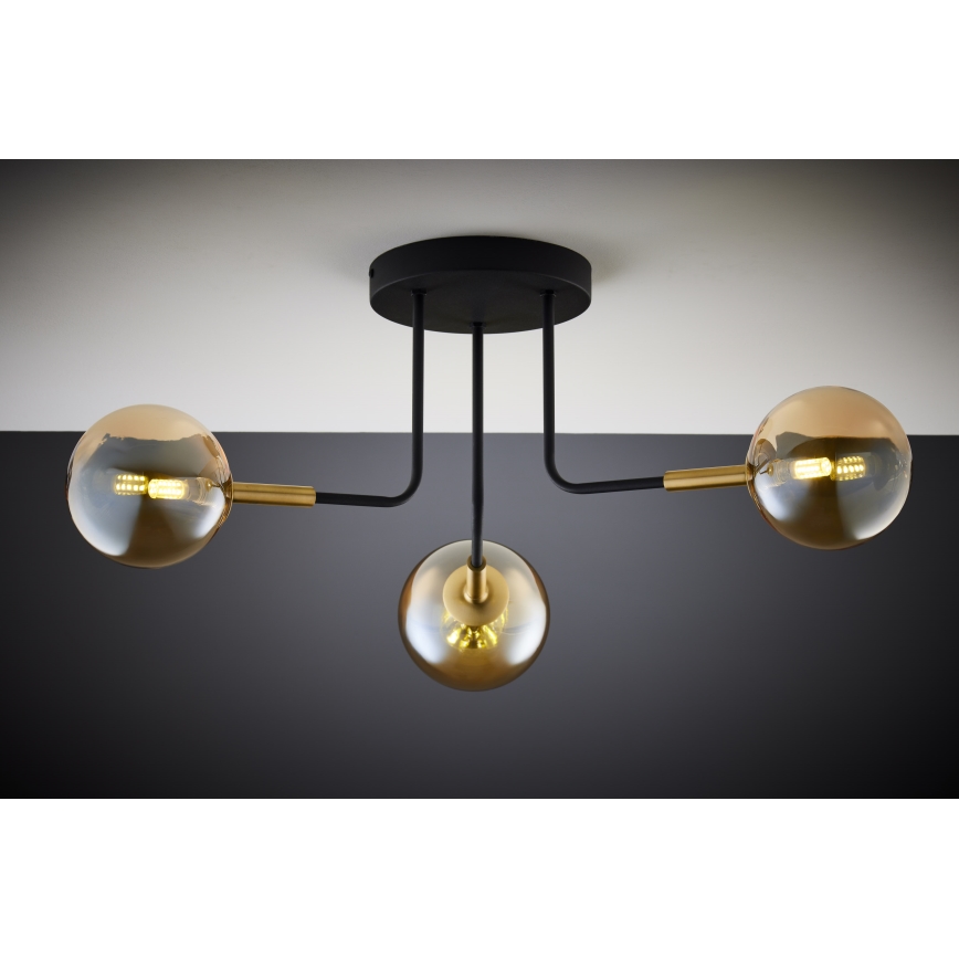 Jupiter 2037 - Lampadario a sospensione con supporto rigido BURANO 3xG9/10W/230V nero/oro/beige