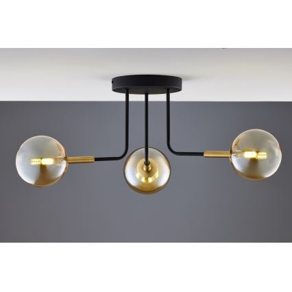 Jupiter 2037 - Lampadario a sospensione con supporto rigido BURANO 3xG9/10W/230V nero/oro/beige