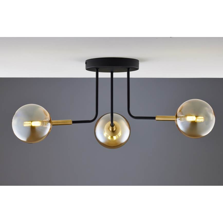 Jupiter 2037 - Lampadario a sospensione con supporto rigido BURANO 3xG9/10W/230V nero/oro/beige