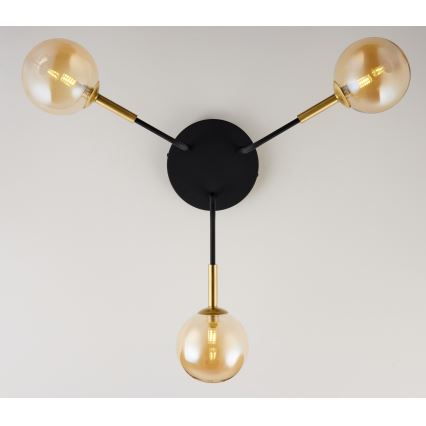 Jupiter 2037 - Lampadario a sospensione con supporto rigido BURANO 3xG9/10W/230V nero/oro/beige