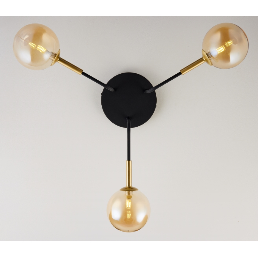 Jupiter 2037 - Lampadario a sospensione con supporto rigido BURANO 3xG9/10W/230V nero/oro/beige