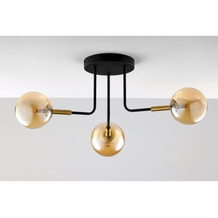 Jupiter 2037 - Lampadario a sospensione con supporto rigido BURANO 3xG9/10W/230V nero/oro/beige