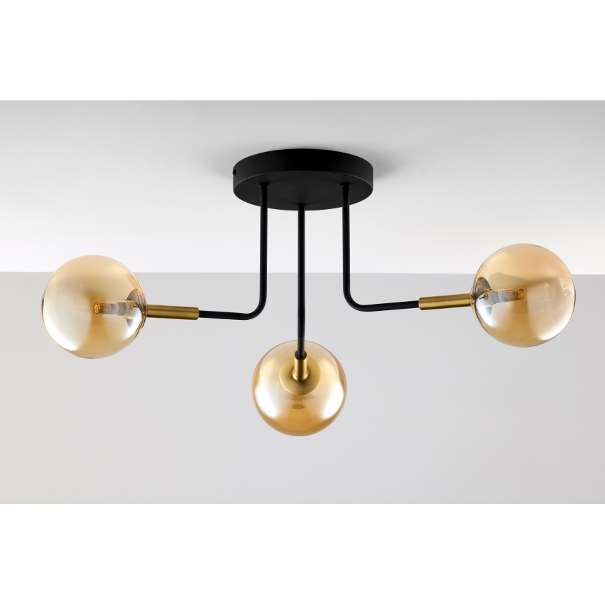 Jupiter 2037 - Lampadario a sospensione con supporto rigido BURANO 3xG9/10W/230V nero/oro/beige