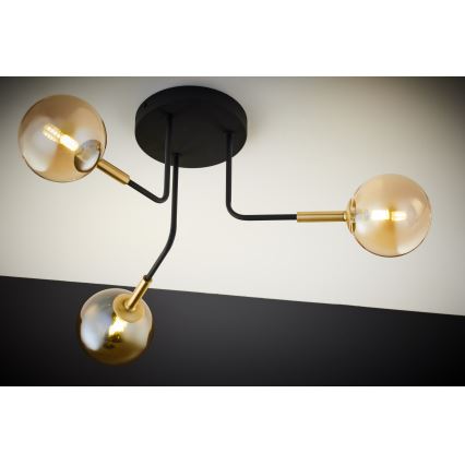 Jupiter 2037 - Lampadario a sospensione con supporto rigido BURANO 3xG9/10W/230V nero/oro/beige