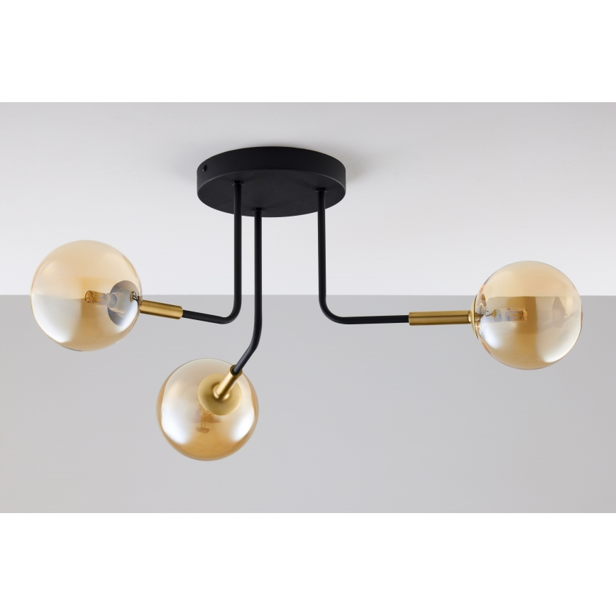 Jupiter 2037 - Lampadario a sospensione con supporto rigido BURANO 3xG9/10W/230V nero/oro/beige