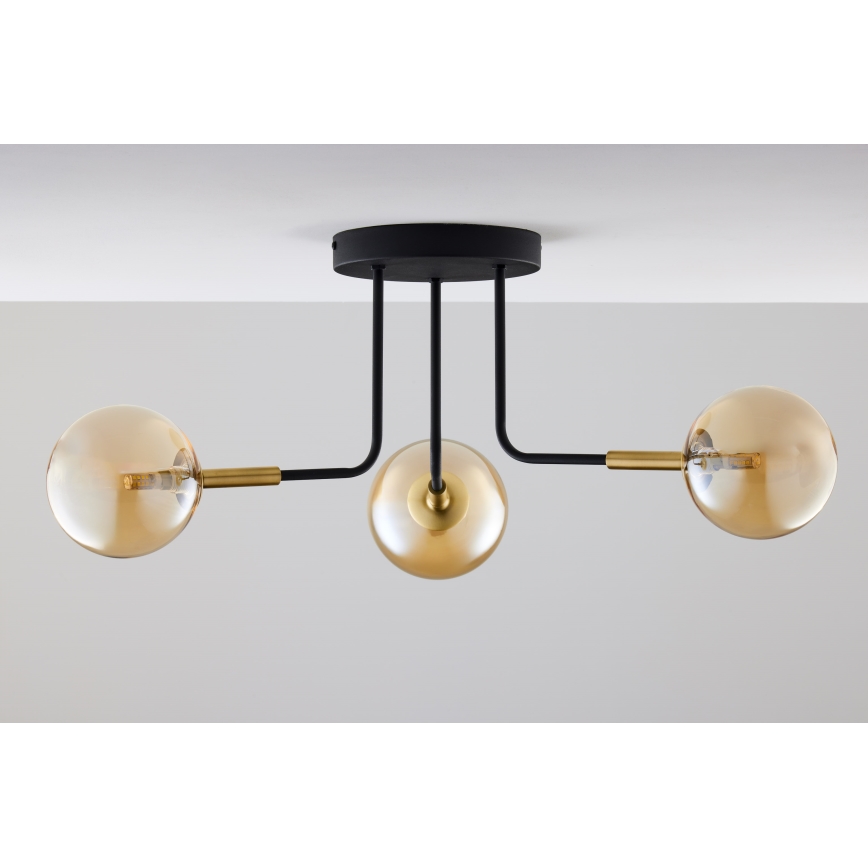 Jupiter 2037 - Lampadario a sospensione con supporto rigido BURANO 3xG9/10W/230V nero/oro/beige