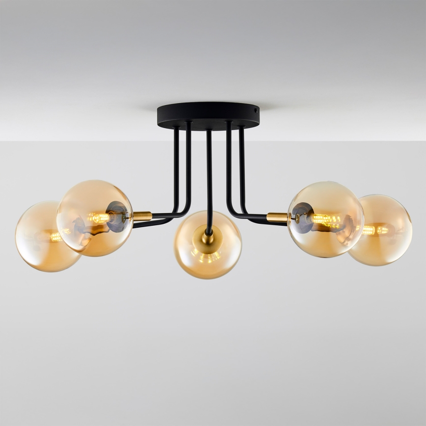 Jupiter 2038 - Deckenleuchte an Stange BURANO 5xG9/10W/230V schwarz/golden/beige
