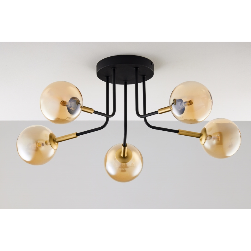 Jupiter 2038 - Deckenleuchte an Stange BURANO 5xG9/10W/230V schwarz/golden/beige