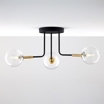 Jupiter 2039 - Lampadario a sospensione con supporto rigido BURANO 3xG9/10W/230V nero/oro/limpido